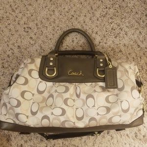 Cream/Grey/lavender Coach purse
